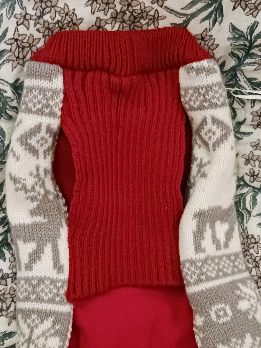 Reindeer Winter Knit Dog Sweater with Fleece Interior